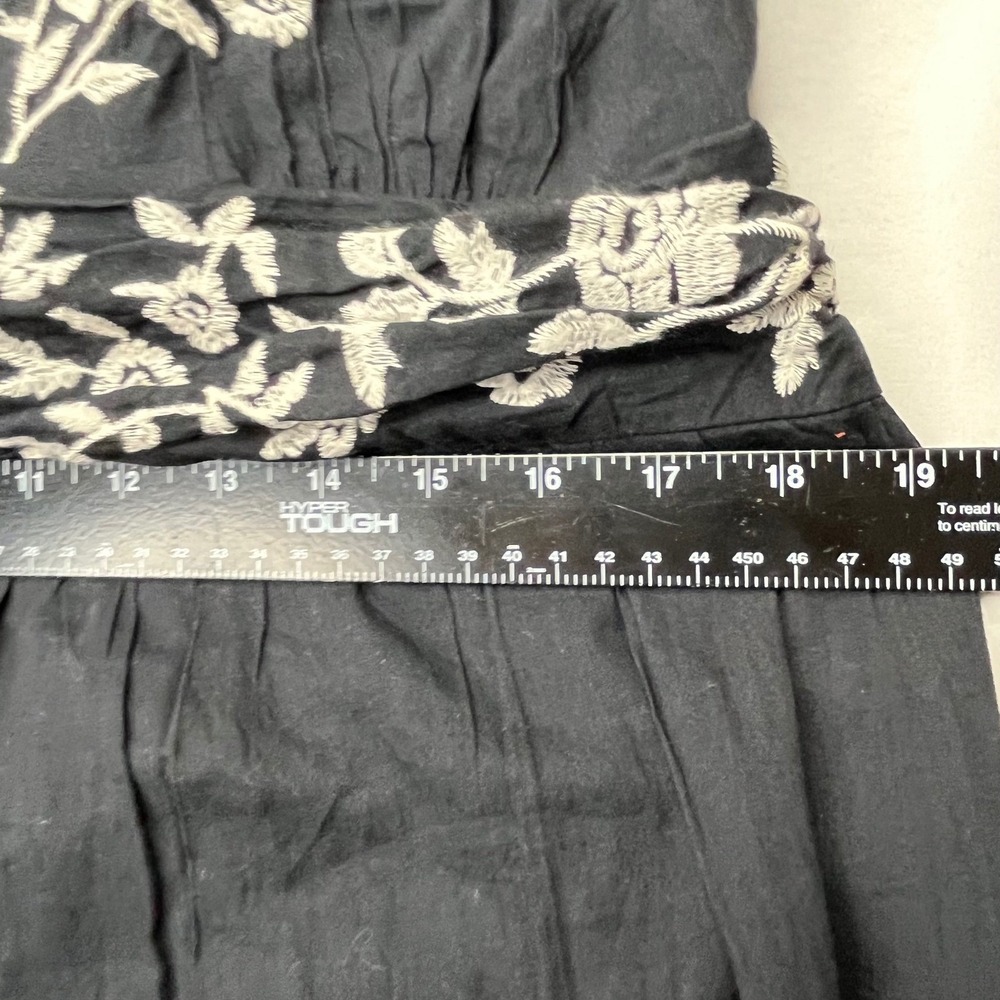 Abercrombie & Fitch Maxi Dress XL Black Cotton Floral Embroidered Halter Boho - Picture 12 of 16